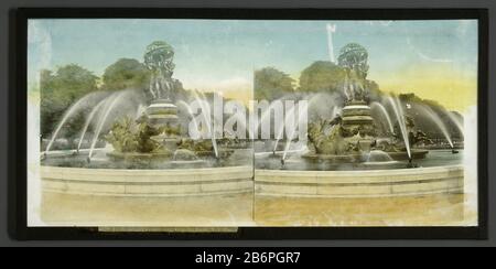 Gezicht op de Grandes Eaux in de tuinen van het Kasteel van Versailles, Frankrijk Fontaine du Luxembourg, Grandes Eaux, Nr. 1 (Paris) (titel op object) Blick auf die Grandes Eaux in den Gärten des Schlosses Versailles, France Fontaine du Luxembourg, Grandes Eaux, Nr. 1 (Paris) (Titelobjekt) Objektart: Stereobild Artikelnummer: RP-F08428 Aufschriften/Marken Ausgabe, Nachschrift '4139' Hersteller: Fotograf: Anonymer Ort Herstellung: Versailles Garten Datum: 1856 - 1890 Material: Glassiegel Kante: Papiertechnik: Diapositiv / Handfarbe Abmessungen: Glas: H 85mm × W 170 mm Betreff: Stockfoto