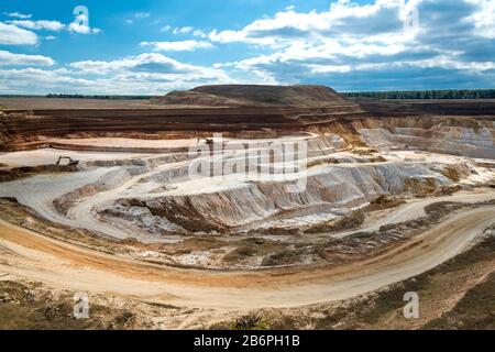 Gewinnung von Lehmrefraktär im Tonbruch Stockfoto