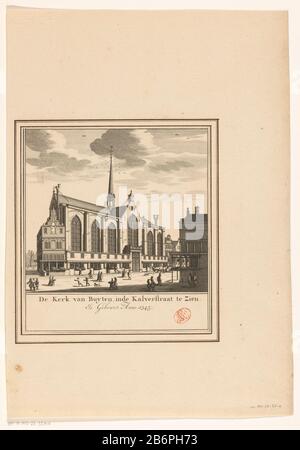 Gezicht op de Heilige Stede (Nieuwezijds Kapel) te Amsterdam De Kerk van Buyten, inde Kalverstraat te Zien Is Gebouwt Anno 1345 (titel op object) View of the Holy Place, auch bekannt als Nieuwezijds Kapelle auf der Seite der Kalverstraat nach Amsterdam. Hersteller : Druckerhersteller Daniel Stop Daal (möglich) Ort Herstellung: Amsterdam Datum: 1685 - 1726 Material (geschnittene Innenkante) h 193 mm: Papiertechnik: Ätzung / Engraa (Druckverfahren) Abmessungen: Blatt b × 176 mm (innerhalb der Kantenplatte geschnitten) Toelichtingis Wo: Offenbar ursprünglich einer der Randdrucke des Bildes direkt Vande Sitpla Stockfoto