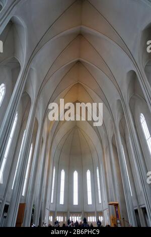 Hallgrímskirkja, Kirche von Hallgrímur, Reykjavík, Hauptstadt und größte Stadt Islands, Ísland, Europa Stockfoto