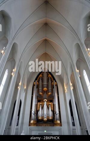 Hallgrímskirkja, Kirche von Hallgrímur, Reykjavík, Hauptstadt und größte Stadt Islands, Ísland, Europa Stockfoto