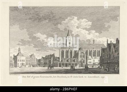 Gezicht op de Hof te Amersfoort, 1759 den Hof von groote Koornmarkt, het stadhuis, en St Joris Kerk te Amersfoort 1759 (titel op object) Blick auf den Hof, den Hauptplatz im Zentrum von Amersfoort, wo: Am Rathaus (links) und an der Saint-George-Kirche (Mitte) Liggen. Hersteller : Druckhersteller: Paulus von Liender (auf Objekt angegeben) Ort Herstellung: Utrechter Datum: 1759 Physikalische Eigenschaften: Ätzmaterial: Papiertechnik: Ätzmaße: Plattenkante: H 183 mm × W 275 mmToelichtingPrent auch verwendet: Bemmel von Abraham. Die Stadt Amersfoort [...]. 2 Teile. Utrechter Henrikus Stockfoto