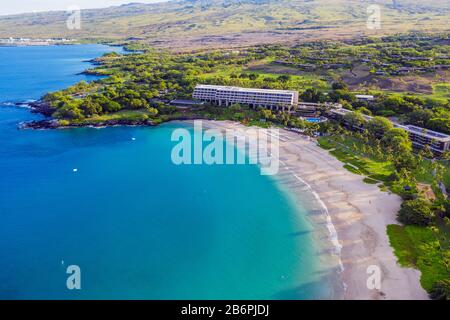 USA, Hawaii, Big Island, Resort Westküste, Mauna Kea Beach Hotel, Luftansicht Stockfoto