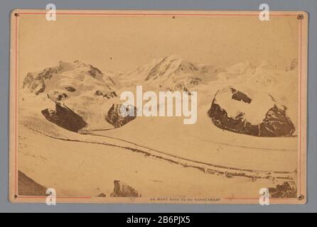 Gezicht op de Monte Rosa in Zwitserland Le Mont-Rose vue du Gornergrat (titel op object) Ansicht des Monte Rosa ZwitserlandLe Montrose vue du Gornergrat (title object) Objekttyp: Foto Cabinet Foto Artikelnummer: RP-F20352 Aufschriften / Marken: Nummer, recto handschriftlich '187' Hersteller: Fotograf: Garcin (Listed Property) Herstellung: Genf Datum: CA. 1880 - ca. 1920 Physikalische Merkmale: Albumin Druckmaterial: Papierkartontechnik: Albumin Druckabmessungen: Foto: H 100 mm × W 155 mm Betreff: Bergkette, Schneehalm, das: Monterosa Stockfoto