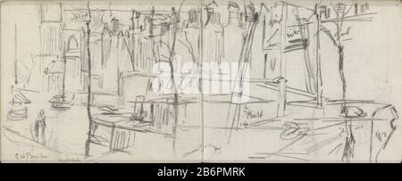 Gezicht op de Prinsengracht te Amsterdam met de Westerkerk Blick auf die Prinsengracht in Amsterdam mit dem Westerkerk Objekttyp: Skizzenblatt Artikelnummer: RP-T-1924-51-65 Aufschriften / Marken: Anmerkung, handschriftliche "Westerkerk'signatuur handschriftliche" G. H. Breitner'kleurnotitie handschriftliche Beschreibung: Vordere Gefäße. Seite 65 und Seite 66 eines Skizzenbuchs mit 32 bladen. Hersteller : Künstler George Hendrik Breitner (persönlich unterzeichnet) Ort Herstellung: Amsterdam Datum: 1880-ca. 189th Physische Merkmale: Schwarzes Kreidematerial: Papierfach Kreide: Kanäle, Wasser (in der Stadt) ( + Stadt ( Stockfoto