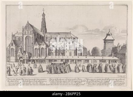 Gezicht op de Sint-Bavokerk, vanuit het zuidoosten View of the St. Bavo Church in Haarlem, von Südosten gesehen im Vordergrund ein Lijkstoet. Hersteller: Druckerhersteller Jan van de Velde (II) (denkmalgeschütztes Gebäude) zum Entwurf: Pieter Jansz. Saenredamstraat (auf dem Objekt angegeben) Herstellung: Haarlem Datum: 1628 Physikalische Eigenschaften: Ätz- und Engra-Material: Papiertechnik: Ätzung/Engra-Messungen (Druckverfahren): Plattenkante: H 159 mm × W 236 mmToelichtingPrent auch verwendet in: Ampzing, Samuel. Beschrye Einkommen Lob der Stadt Haerlem in Holland [...]. Haarlem Adriaen Roman (I) 1628. Stockfoto