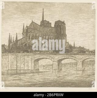 Gezicht op de achterkant van de Notre Dame in Parijs Notre Dame Blick auf die Rückseite der Kathedrale Notre Dame in Paris Notre Dame Objektart: Bild Artikelnummer: RP-P-1931-367 Hersteller: Druckmaschine: Etienne Bosch Herstellung: Niederlande Datum: 1873 - 1933 Physikalische Merkmale: Radiermaterial: Papiertechnik: Thema Radierung: Paris Stockfoto