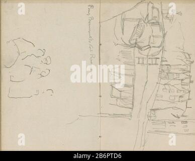 Gezicht op de Brug Lekkeresluis over de Brouwersgracht te Amsterdam View Great Bridge Lock over the Brewers at the Korte Prinsengracht in Amsterdam. Unter Den Abb. Seite 79 und Seite 80 eines Skizzenbuchs mit 46 Rotorblättern, die in Antwerpen, Gent und Amsterdam hergestellt wurden. Hersteller : Künstler George Hendrik Breitner Herstellung: Amsterdam Datum: 1907 - 1909 Physische Merkmale: Bleistift-Material: Bleistift-Papier Thema: Brücke in der Stadt über Fluss, Kanal usw. urbanes Wohnen wo: Schöne Sluis Brewers Korte Prinsengracht Stockfoto