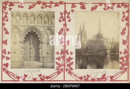 Gezicht op de kathedraal van Lichfield over een Water Teil des Albums mit Bildern von "Seen Where: Conditions and Landscapes in England and Kunst". Hersteller : Fotograf: Anonymer Ort Herstellung: Lichfield dating: CA. 1850 - ca. 1870 Physikalische Merkmale: Albumindruckmaterial: Papier Fotopapier Technik: Albumindruck Abmessungen: 107 mm × h b 83 mm Betreff: Kirche (außen) Stockfoto