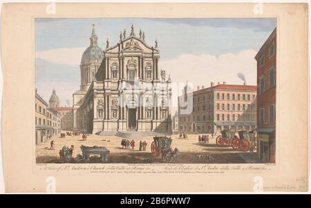 Gezicht op de kerk Sant'Andrea della Valle te Rome BLICK auf die Andreaskirche della Valle in Rom &c (titel op object) Rom (serietitel) Blick auf die Kirche Sant'Andrea della Valle nach Romea Blick auf die St. Andreaskirche della Valle in Rom & c (Titelobjekt) Rom (Serientitel) Immobilientyp: Druckoptik Bild Artikelnummer: RP-P-1960- 117 Katalogusreferent: Sayer 6 Aufschriften / Marken: Wasserzeichensammlerzeichen, umgekehrtes unteres Zentrum, gestempelt: Lugt 2760 Hersteller: Herausgeber: Robert Sayer (börsennotiertes Gebäude) Herausgeber: Monogrammist IG (Auf Objekt abgebildet) Druckhersteller: Thomas Bowles (II) (RE Stockfoto