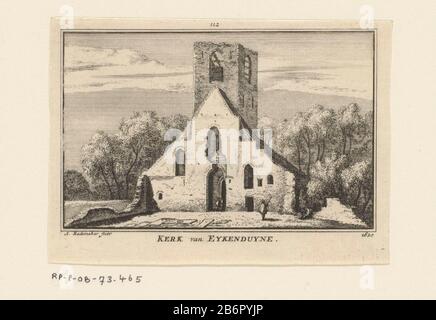 Blick auf die Ruinen der abgerissenen Kirche im Jahre 1580 von Oak and Dunes, einem ehemaligen Weiler, der sich in den Dünen zwischen Loosduinen und den Haag befindet, in der Situation um 1620. Einige Figuren besuchen die ruïne. Hersteller : Druckmaschine: Abraham Rademacher (denkmalgeschütztes Gebäude) Herausgeber: Willem Barents Verlag: Antoni Schoonenburg Herstellung: Amsterdam Datum: 1727 - 1733 Physikalische Merkmale: Ätzmaterial: Papiertechnik: Ätzmaße: Plattenkante: H 80 mm × W 115 mmToelichtingIllustratie: Abraham Rademaker, Matthaeus Brouërius von Niedek, Isaac Le Long, Kabinett Holländer und Kleefsche aus Stockfoto