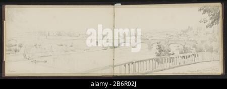 Blick auf die Eisenbahnbrücke über die Donau bei Ulm. Blatt 2 Verso und Rekto Blatt 3 aus einem Skizzenblatt 39, teilweise nach Ulm und Leiden gefertigt. Hersteller : Zeichner: Cornelis Springer Ort Herstellung: Ulm dating: CA. 23-Sep-1869 Körperliche Merkmale: Bleistift-Material: Bleistift-Papier Bleistift: Landschaft mit Brücke, Viadukt oder Aquädukttrail, Straßenbahn; Zahnradbahn wo: Ulmer Donau Stockfoto