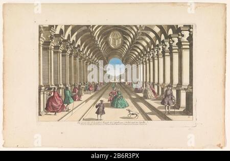 Gezicht op een galerie leidende naar een tuin te openhagen Vue perspective de la galerie royale de Copenhage Conduisant au jardin (titel op object) eine Galerie anzeigen, die zu einem Garten zu KopenhagenVue ​​perspective de la galerie royale de Copenhague Conduisant au jardin (title object) Objektart: Druckoptik Bild Artikelnummer: RP-P-1925-1350 Aufschriften / Marken: Sammlerzeichen, darunter rechts, gestempelt: Lugt 2166Wassermerk Hersteller : Herausgeber: Louis-Joseph Mouth Hare (denkmalgeschütztes Gebäude) Druckmaschine: Anonymer Ort Herstellung: Verlag: Paris Druck-Autor: Frankreich Datum: 1761 Phys Stockfoto