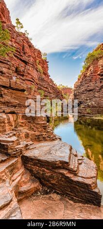 Farbenfroher Weano Gorge Pool im Karajini National Park in Western Australia Stockfoto