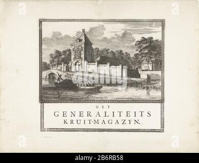 Gezicht op het Generaliteit Kruitmagazijn van de Staten van Holland Het Generaliteitits Kruit-magazyn (titel op object) Ansicht der Allgemeinen Bedeutung Der Bundesstaaten Hollands, die sich im Unteren Abtswoudse polder South Delft befinden. Auf Raketen-Gewürzcontainer werden über das Wasser transportiert. Titel und Zierliste im unteren Rand separat gedrckt. Hersteller: Druckmaschine: Coenraet Decker (zugeschrieben) Herausgeber: Peter Smith (zurückgewiesene Zuschreibung) Herausgeber: Reinier BoitetPlaats Herstellung: Druckmaschine: Amsterdam Herausgeber: Amsterdam Herausgeber: Delft dating: 1678 und/oder 1729 Material: P Stockfoto