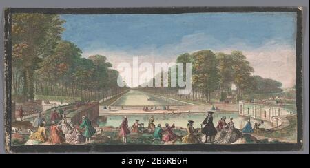 Gezicht op het Grand Canal in de tuin van het Palais de FontainebleauVeüe du Canal, de Fontainebleau (titel op object) Objekttyp: Prent opticaprent Objectnummer: RP-P-1980-442 Hersteller: Uitgever: Anoniemprentmaker: Jacques Rigaud (mogelijk)Plaats: 1700 Material Plejs: Physische Herstellung: 1700 pleekken: Plejs: 1700-plejs. Papier karton waterverf Techniek: Etsen / penseel Abmessungen: Blad: H 228 mm (afgesneden) × b 469 mm (afgesneden) Betreff: Gartenarbeiten im Garten Stockfoto