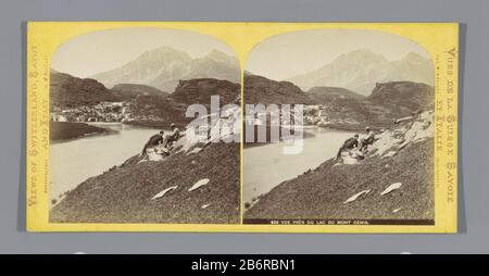 Blick auf den Lac du Mont-CenalVue près du lac du Mont-Cenis (Titelobjekt) Eigenschaft Typ: Stereobilie Artikelnummer: RP-F08227 Aufschriften/Marken: Beschriftung, recto "Vues de la Suisse Savoie et Italie'nummer, recto '439' Hersteller: Fotograf: William England (Listed Property) Ort Herstellung: Du Mont-Col Col dating: CA. 1850 - ca. Technische Merkmale: Albumin Druckmaterialien: Kartonpapier Technik: Albumin Druckabmessungen: Sekundärmedium: 85 h mm × W 170 mm Betreff: Gebirgszug, Schneehallsee (+ Landschaft mit Figuren, Staffage) Wo: Col du Mont-Cenis Stockfoto