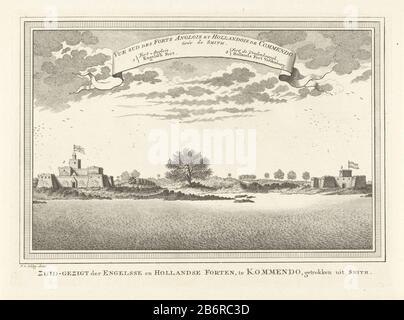 Gezicht op het Nederlandse en het Engelse fort te Kommendo Zuid-gezigt der Engelsse en Hollandse Forten, te Kommendo, getrokken uit Smith (titel op object) Blick auf das holländische und englische Fort bei KommendoZuid-Sight von Engelsse und niederländischen Forts, bei Kommendo gezeichnet von Smith (title Object) Objekttyp: Objekt: Abbildung Artikelnummer: RP-P-1908-2310 Aufschriften/Marken: Sammlermarke, verzahmt: Lugt 2228 Hersteller: Aufsicht: Jacob van der Schley (denkmalgeschütztes Gebäude) Herausgeber: Pieter de Hondt Ort Herstellung: Überwachung: Amsterdam Herausgeber: Den Haag Datum: 1747 - 1779 Physische Merkmale: Stockfoto