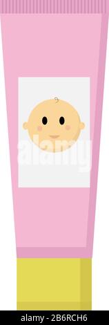 Rosa Babycreme, Illustration, Vektor auf weißem Hintergrund. Stock Vektor
