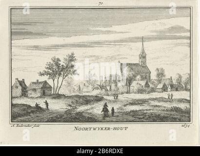 Gezicht op het Witte Kerkje te Noordwijkerhout, 1634 Noortwyker-Hout 1634 (titel op object) Blick auf die teilweise zerstörte Weiße Kirche Noordwijkerhout in der Situation um 1634. Rechts, ein Auto und zwei figuren. Hersteller : Druckmaschine: Abraham Rademacher (denkmalgeschütztes Gebäude) Herausgeber: Willem Barents Verlag: Antoni Schoonenburg Herstellung: Amsterdam Datum: 1727 - 1733 Physikalische Merkmale: Ätzmaterial: Papiertechnik: Ätzmaße: Plattenkante: H 80 mm × W 115 mmToelichtingIllustratie: Abraham Rademaker, Matthaeus Brouërius von Niedek, Isaac Le Long, Kabinett Dutch und Kleefsche o Stockfoto