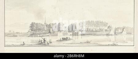 Bild über de Lek op het dorp Vreeswijk Blick über das Lek Dorf Vreeswijk Objektart: Zeichnung Objektnummer: RP-T-1888-A-1572 Hersteller: Künstler: Jan de Beijer Datum: 1744 Physikalische Merkmale: Stift und Pinsel in grauem Material: Papierfarbtechnologie: Stift-/Bürstenabmessungen: Rahmen: H 73 mm (zwei Schachtelzeichnungen, auf einem einzigen Blatt (165 x 204 mm) × W 202 mm Betreff: Rivergeographische Namen von Ländern, Regionen, Bergen, Flüssen usw. (LEK) (LEK) Namen von Städten und Dörfern (mit NAMEN), Wobei: LekVreeswijk Stockfoto