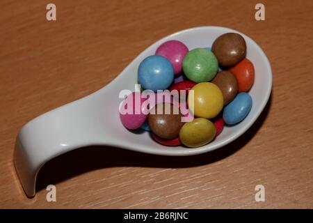 Smarties Bonbons Makrohintergrund hohe Qualität Stockfoto