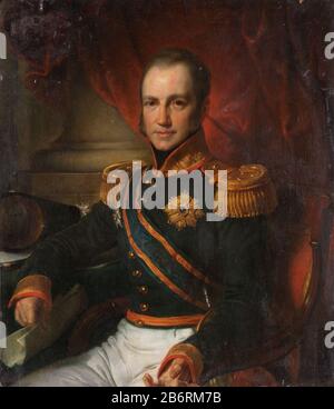 Godart Alexander Gerard Philip Baron van der Capellen (1778-1848) Gouverneur-generaal (1816-26), SK-A-3795 Porträt von Alexander Godart Gerard Philip Baron van der Capellen (1778-1848). Gouverneur General (1816-26). Zehn halbe Länge, sitzend in einem Stuhl. In der Urkunde in der rechten Hand mit der linken Hand gestreift. Linker Tisch, Wo: Ein Stab und ein Stich. Teil einer Reihe von Porträts der Gouverneure General des ehemaligen niederländischen Ostens Indië. Hersteller : Maler Cornelis Kruseman Datum: 17-1857 Physische Eigenschaften: Öl auf Leinwand auf Bord Material: Hartplane Ölabmessungen: Suppo Stockfoto