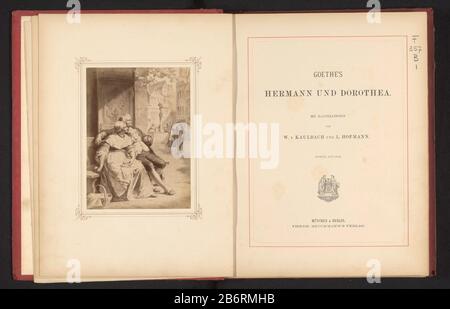 Goethees Hermann und Dorothea (titel op object) Goethe-Objekt Hermann und Dorothea (title object) Objekttyp: Buch Artikelnummer: RP-F 2001-7-767 Aufschriften / Marken: Aufschrift, innen, stecken, 'Buchplatte SFJ (Bezieht Sich auf Steven F. Joseph) Herstellungsdatum:. 1872 Material: Pappe Leinenpapier Fotopapier Technik: Druck / Albumdruck / Farbe auf Schichtabmessungen: H 338 mm × W 267 mm × d 22 mm Stockfoto