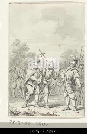 Graaf Floris III gevangenomen door de graaf van Vlaanderen, 1165 Graf Floris III. Vom Graf von Flanderns gefangen genommen, 1165 Objekttyp: Drawing Design Geschichte Bild Artikelnummer: RP-T 00-2304Catalogusreferentie: FMH 140- [c] Beschreibung: Count Floris III gefangen vom Graf von Flanderns, 1165. Design für einen Mieten. Hersteller : Zeichner: Jacobus Kauft Datum: 1780-95 Physische Eigenschaften: Stift oder Pinsel in grauem Material: Papiertinte Technik: Stift / Pinsel Abmessungen: 82 mm × h 56 b mmToelichtingOntauptekening zur Veranschaulichung in: J. Fokke, Geschichte der Vereinigten Provinzen des Patrioten Stockfoto