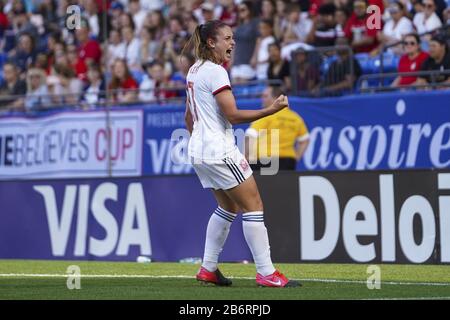 FRISCO. USA. 11. März: Alexia Putellas feiert ihr Tor (0-1) während des Internationalen Fußballspiels der Frauen im SheBelieves Cup 2020 zwischen Engländerinnen und Spanienerinnen im Toyota Stadium in Frisco, Texas, USA. ***keine kommerzielle Nutzung*** (Foto von Daniela Porcelli/SPP) Stockfoto