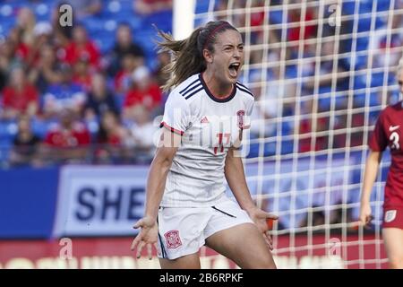 FRISCO. USA. 11. März: Alexia Putellas feiert ihr Tor (0-1) während des Internationalen Fußballspiels der Frauen im SheBelieves Cup 2020 zwischen Engländerinnen und Spanienerinnen im Toyota Stadium in Frisco, Texas, USA. ***keine kommerzielle Nutzung*** (Foto von Daniela Porcelli/SPP) Stockfoto