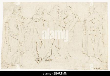 Groep staande mannen in toga's Group of Men Standing in Toga's Object Type: Drawing Object Number: RP-T 1964-94 Manufacturer: Artist: Peter Paul Rubens Artist: Anthony van Dyck (zurückgewiesene Namensnennung) Datum: 1587 - 1640 Physikalische Merkmale: Stift in Braun, Bleistift, Tintenmaterial: Papiertinte Technik: Stiftmaße: H 173 mm × W 274 mm Motiv: Stehende Figur Stockfoto
