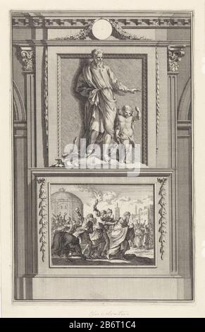 H Quadratus van Athene, apologeet heiliger Apologet Quadratus von Athen in Begleitung einer Eule und eines Engels. Quadratus steht auf einem Podest, Auf Dem: Vorne gebracht im Bild. Hersteller : Druckerhersteller Jan Luyken Druckautor: Zacharias Chatelain (II) zum Zeichnen: Jan Goeree Herstellung: Amsterdam Datum: 1698 Physikalische Merkmale: Ätzung und Engraa; Proofing Material: Papiertechnik: Ätzung / Engras (Druckverfahren) Maße: Plattenkante: H 274 mm × W 172 mmToelichtProefduk zur Illustration von: Cave, William. Apostolische Antiquitäten oder Leben (...) heiliger Apostel Stockfoto