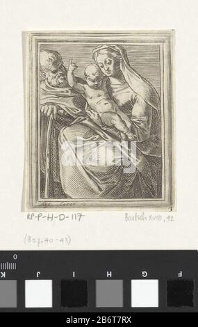 Die Heilige Familie kleine heiligen (serietitel) Santini (serietitel) Maria zit met het Christuskind op schoot. Jozef staat ernaast. Hersteller : Hersteller: Agostino Carracci (vermeld op object)Plaats Herstellung: Rome dating: 1581 Physische Kenmerken: Tiefdruckmaterial: Papier Techniek: Graveren (Drukproceduré) Abmessungen: Plaatrand: H 88 mm × b 74 mm Subjekt: Holy Family, und abgeleitete Darstellungen Stockfoto