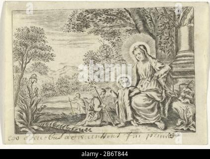 Heilige Familie traf Johannes de Doper Holy Family mit Johannes dem Täufer Objektart: Bild Artikelnummer: RP-P-1904-386 Aufschriften / Marken: Sammlermarke, Verso, gestempelt: Lugt 2228opschrift, Nachschrift, Handschrift: 'Ego ... "Beschreibung: Jungfrau das Christuskind auf den Ruinen eines Hauses. Christus segnet Johannes den Täufer ist für ihn eine Fahne in der Hand. Im Hintergrund läuft Jozef. Hersteller : Druckerhersteller Cornelis Galle (II) (denkmalgeschütztes Gebäude) Druckerhersteller Cornelis Galle (III) (denkmalgeschütztes Gebäude) Ort Herstellung: Antwerpen Datum: 1638 - 1678 Physische Merkmale: Fahrzeugmaterial: Papiertechnik: ENGRAA (pr Stockfoto