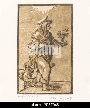 Heiliger Johannes de Evangelist Christus en de twaalf Apostelen (serietitel) Der mit Kelch und adelaar stehende Apostel Johannes. Hersteller: Druckmaschine Antonio da Trento (zugeschrieben) zum Entwurf: Parmigianinoplaats Herstellung: Italien Datum: CA. 1520 - ca. 1.550 Physische Merkmale: Chiaroscuro-Holzschnitt in Schwarz und Braun; gedruckt aus einem Holzzeilenblock und aus zwei Holztonblöcken: Papiertechnik: Hell- und Dunkelholzblockabmessungen: Bild: H 122 mm × b 76 mmToelichtingDeze Bild ist Teil einer Serie bestehend aus dreizehn Drucken mit Christus und den Aposteln als stehende Figuren. Stockfoto