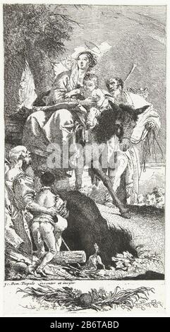Heilige familie tijdens vlucht naar Egypte met Kind dat kijkt naar man en jongen langs weg Holy Family during Flight to Egypt with Child looking an man and boy along weg Object Type: Picture Item Number: RP-P-1950-492Catalogusreferentie: The Vesme 30Rizzi 57 Inscriptions / Brands: Collector's Mark, verso Center, gestempelt: Lugt 2760 Sammlermarke, verso unteres Zentrum, gestempelt: Lugt 2228 Hersteller : Druckerhersteller Giovanni Domenico Tiepolo (denkmalgeschütztes Gebäude) in seinem Entwurf: Giovanni Domenico Tiepolo (denkmalgeschütztes Gebäude) Datum: 1748 - 1752 Physikalische Merkmale: Ätzmaterial: Papiertechnik: Etchi Stockfoto