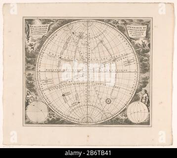 Hemelkaart traf rechts-staande en schuine aardbol Haemisphaeria sphaerarum rectae et obliquae utriusque motus et longules () (titel op object) Sky Map Wo: Beide Orbits um den aufrechten Globus, wenn der abgebildete abgeschrägte Globus auf. Die Karte wird mit einer Gradskala entlang der Kante geliefert. Linke und rechte Ecke der titelgebenden Kartuschen. Unten links und rechts kleine Ansichten der Umlaufbahnen von Planeten um die Erde. Unten rechts nummeriert 12. Hersteller : Druckmaschine: Anonymer Herausgeber: Peter Schenk (I) (denkmalgeschütztes Gebäude) Herausgeber: Gerard Valck (börsennotiertes Objekt) Herstellung: Amsterdam Datum: Stockfoto