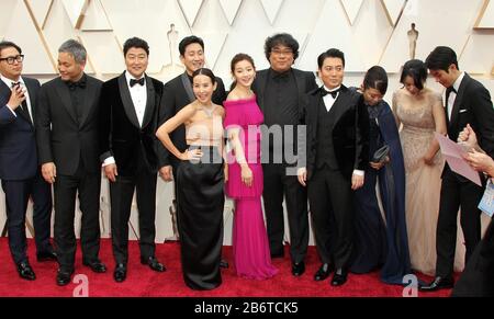 Oscars 2020 (Oscars 2020) - Eingetroffene im Dolby Theatre in Los Angeles, Kalifornien. Mit: Ha-jun Lee, Yang-kwon Moon, Kang-ho Song, Yeo-jeong Jo, Sun-kyun Lee und Bong Joon Ho, Kwak Sin-ae, Han Jin-won, Lee Sun-kyun, Cho Yeo-jeong, Choi Woo-shik, Park So-Dam Wo: Los Angeles, Kalifornien, Vereinigte Staaten, Wann ADRIANA 2020: 09 Stockfoto