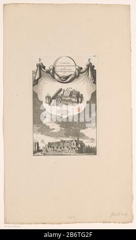 Het Clarissenklooster te Amsterdam, ca 1544 't Nieuwe Clarisse Klooster nu 't Rasphuys, Latynsche School enz (titel op object) Bird Face and Face the Clarisse Monastery, second to St. Clare Convent, the Heiligeweg the Regulierspoort Amsterdam. Die Situation wurde um 1544 genutzt. Nach der Änderung von Rasphuis. Oben Mitte der Titelkartusche. Unter den Augen des Vogels sehen Sie die Legende 1-6. Oben rechts nummeriert XVIII Hersteller: Druckmaschine: Anonymer Herausgeber: Isaak Tirion (möglich) Herstellung: Amsterdam Datum: 1760 Material: Papiertechnik: Radierung / Engras (Druckverfahren) Dime Stockfoto