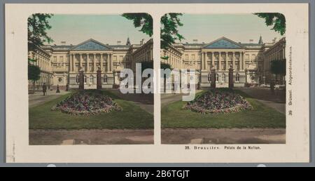 Palast der Nation in Brüssel Brüssel. Palais de la Nation / Brüssel. Abgeordnetenhaus (Titelobjekt) Eigenschaftstyp: Stereobild Artikelnummer: RP-F F12386 Aufschriften / Marken: Nummer, Nachschrift, gedruckt: '39 .'opschrift, verso, gedruckt: Belgien. Brüssel. Abgeordnetenhaus./ Belgien. Brüssel. Delegiertenhaus./ Belgique. Brüssel. Palais de la Nation./ Bélgica. Bruselas. Camera de los Diputados.monogram, verso, gedruckt: "BW"-Hersteller : Fotograf: BW (Listed Property) Ort Herstellung: Brüssel Datum: 1898 - 1935 Material: Papiertechnik: Tageslichtgelatine Silberdruck / Handcol Stockfoto