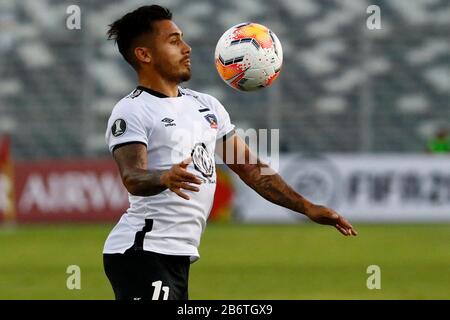 Estadio Monumental David Arellano. März 2020. Santiago, Chile; Copa Libertadores, Colo Colo gegen Athletico Paranaense; &#XD3;Scar Opazo von Colo-Colo Credit: Action Plus Sports/Alamy Live News Stockfoto