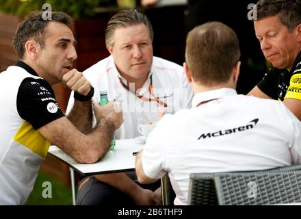 Melbourne, Australien. März 2020. Motorsports: FIA-Formel-1-Weltmeisterschaft 2020, großer Preis von Australien, Cyril Abiteboul (FRA, Renault F1 Team), Zak Brown (USA, McLaren F1 Team), Andreas Seidl (GER, McLaren F1 Team), Marcin Budkowski (POL, Renault F1 Team), Nutzung weltweit Credit: Dpa/Alamy Live News Stockfoto