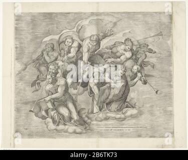 Het laatste oordeel EIN Detail des Freskos "Das Jüngste Gericht" von Michelangelo in Sistine Kapel. Hersteller : Druckmaschine: Nicolò della Casa zu Malerei von Michelangelo (denkmalgeschütztes Gebäude) Verleger Antonio Salamanca (denkmalgeschütztes Eigentum) Ort Herstellung: Druckmaschine: Italien zur Darstellung des Vatikan-Stadt-Verlegers: ROM Datum: 1548 Physische Merkmale: Fahrzeugmaterial: Papiertechnik: Engraa (Druckverfahren) Abmessungen: Blatt: H 351 mm (Kante Der Inneren Schnittplatte) × W 444 mm (Kante Der Inneren Schnittplatte) Hinweis Drucken ist Teil einer Gruppe von zwölf Drucken, die eine große Idee zum Fresko des Jüngsten Gerichts von bilden Stockfoto