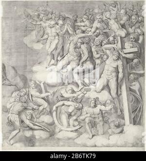 Het laatste oordeel EIN Detail des Freskos "Das Jüngste Gericht" von Michelangelo in Sistine Kapel. Hersteller : Druckmaschine: Nicolò della Casa in Malerei des Michelangelo Verlegers: Antonio Salamanca (denkmalgeschütztes Eigentum) Ort Herstellung: Druckmaschine: Italien zur Darstellung des Vatikan-Stadt-Verlegers: ROM Datum: 1548 Physikalische Merkmale: Fahrzeugmaterial: Papiertechnik: Enga (Druckverfahren) Abmessungen: Blatt: H 531 mm (Innere geschnittene Plattenkante.) × W 510 mm (Innere geschnittene Plattenkante.) Hinweis Drucken ist Teil einer Gruppe von zwölf Drucken, die eine große Idee zum Fresko des Jüngsten Gerichts von Michelangelo in t darstellen Stockfoto