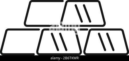 Symbol für goldene Bankbalken. Outline Gold Bank Bars Vector Icon für Web-Design isoliert auf weißem Hintergrund Stock Vektor