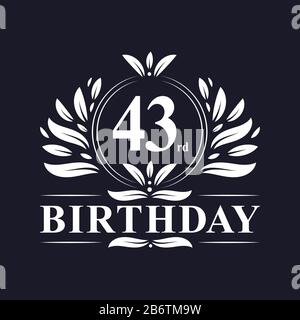 43. Geburtstag, Luxus 43 Jahre Geburtstag Logo Design. Stock Vektor