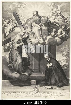 Het visioen van de heilige Ignatius van Loyola Ignatius von Loyola dargestellt als Mann mittleren Alters mit der schwarzen Angewohnheit des Jesuitenordens, betet in einer Kapelle an der Seite der Straße. Denn es scheint, dass Christus die Kreuzdraagte trägt. Hersteller : Druckerei-Hersteller Cornelis Bloemaert (II) (denkmalgeschütztes Gebäude) zu Gemälde von Abraham Bloemaert (denkmalgeschütztes Gebäude) Verleger Cornelis Bloemaert (II) (denkmalgeschütztes Gebäude) im Auftrag von Abraham Bloemaert (denkmalgeschütztes Eigentum) zugewiesen an: Johannes Honorius Axel (denkmalgeschütztes Eigentum) Ort Herstellung: Utrechter: CA. 1622 - ca. 1630 Physikalische Merkmale: Fahrzeugmaterial: PAP Stockfoto