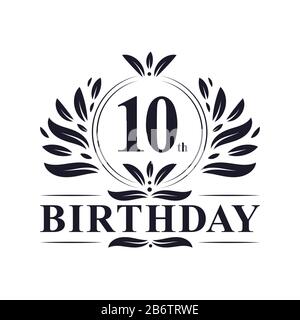 10 Jahre Geburtstags-Logo, luxuriöse Designfeier zum 10. Geburtstag. Stock Vektor