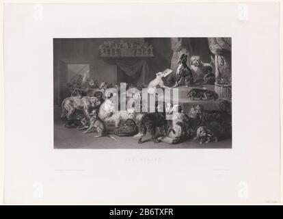 Honden bieden een Brief aan Het rekest (titel op object) Viele Hunde mit einer Erhöhung Wo: Einer von ihnen bietet einen Brief an einen anderen Hund. Im Hintergrund ein Balkon. Hersteller : Druckerhersteller John the Stute (denkmalgeschütztes Eigentum) zum Zeichnen: Bernard Gempt (denkmalgeschütztes Gebäude) Herausgeber: Gesellschaft zur Förderung der Künste (denkmalgeschütztes Gebäude) Drucker: JF Brugman (auf Objekt angegeben) Ort Herstellung: Amsterdam Datum: 1860 - 1879 Physikalische Eigenschaften: Ätzungs- und Engra-Material: Papiertechnik: Ätzung/Engra-Messungen (Druckverfahren): Plattenkante: H 386 mm × W 528 mm Motiv: Madonna: IE Stockfoto